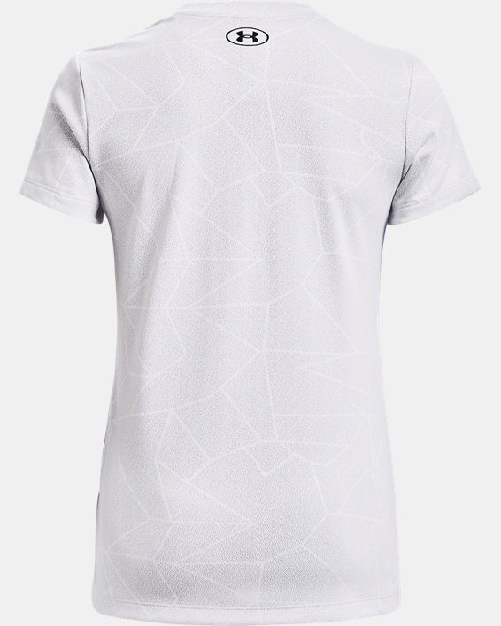 Camiseta Manga Corta con Cuello en V UA Velocity Geo Fence para Mujer, White, pdpMainDesktop image number 5